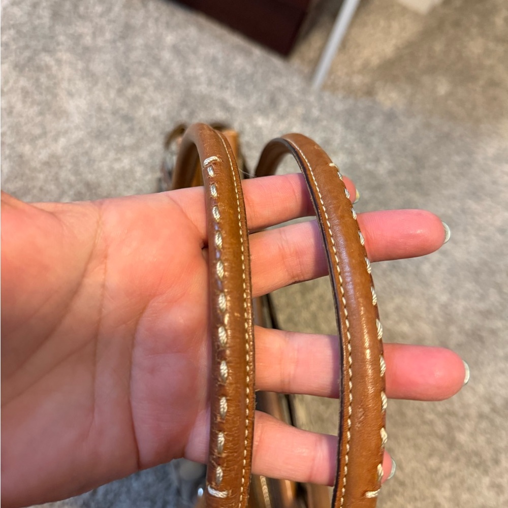 Vintage Coach signature brown and tan leather & canvas top handle tote bag - Picture 11 of 17